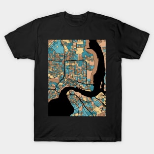 Jacksonville Map Pattern in Mid Century Pastel T-Shirt